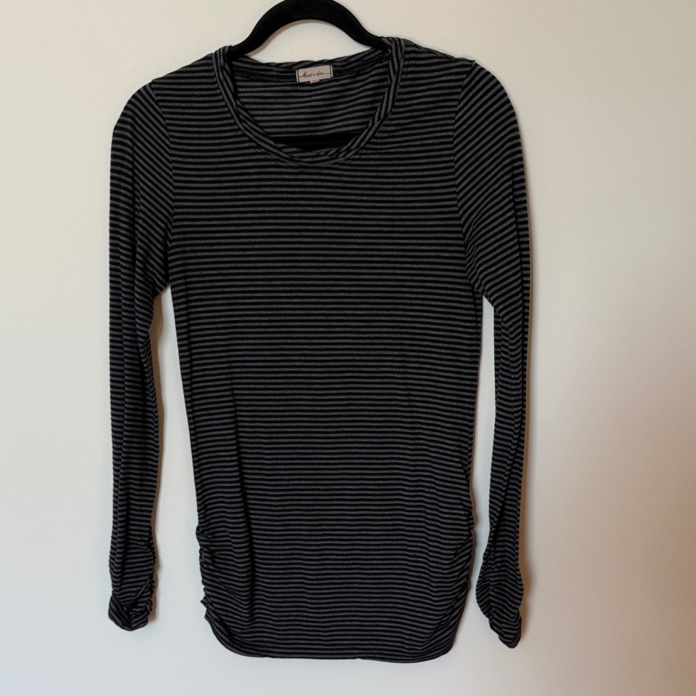 Lush Charcoal and Black Striped Long Sleeve Tee